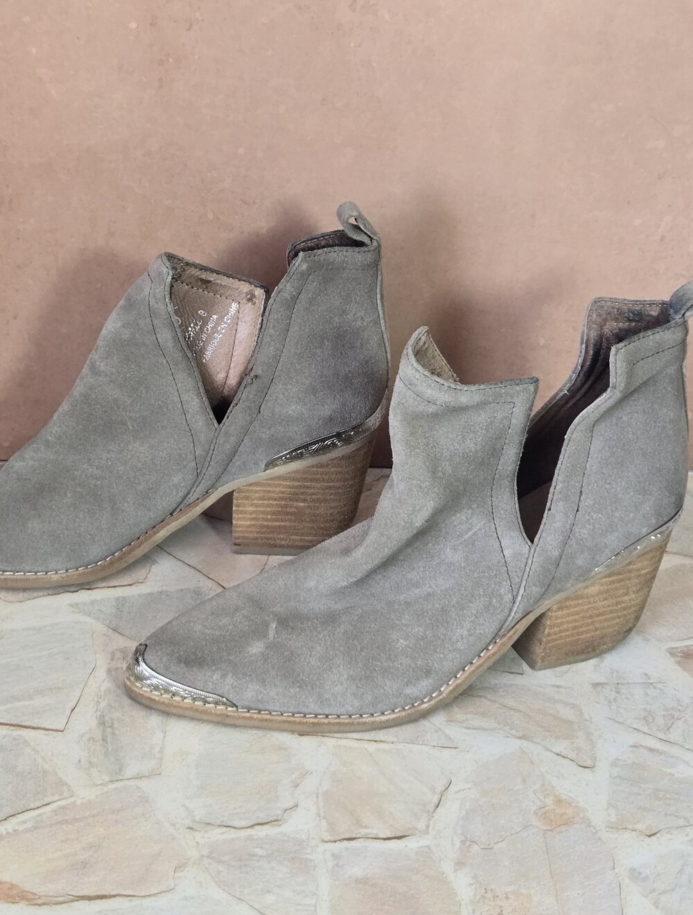 Jeffrey Campbell Gray Suede Cutout Ankle Booties Size 8